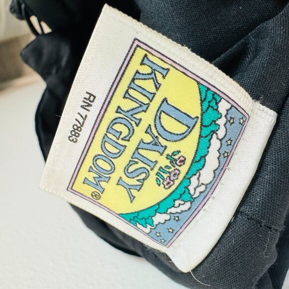 VTG Daisy Kingdom 80s 90s Black Velvet Cloak Cape Hood One Size Whimsigoth - Picture 9 of 10